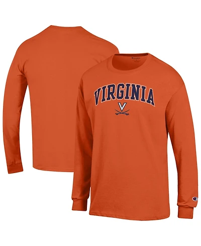 Champion Men's Champion Orange Virginia Cavaliers Arch Over Logo Long sleeves T-Shirt