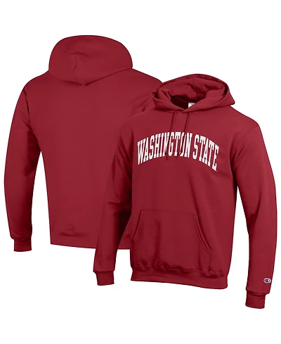 Champion Men's Crimson Washington State Cougars Basic Arch Fleece Pullover Hoodie