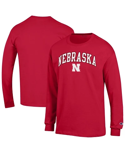 Champion Men's Champion Scarlet Nebraska Huskers Arch Over Logo Long sleeves T-Shirt