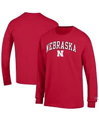 Champion Men's Champion Scarlet Nebraska Huskers Arch Over Logo Long sleeves T-Shirt