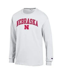 Champion Men's Champion White Nebraska Huskers Arch Over Logo Long sleeves T-Shirt