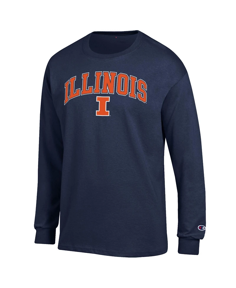 Champion Men's Champion Navy Illinois Fighting Illini Arch Over Logo Long sleeves T-Shirt