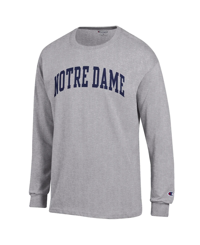 Champion Men's Heather Gray Notre Dame Fighting Irish Basic Arch Long sleeves T-Shirt