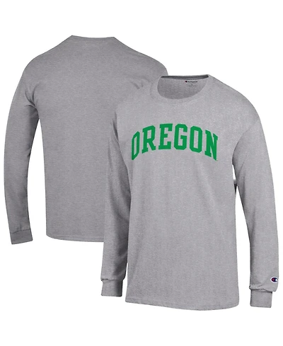Champion Men's Heather Gray Oregon Ducks Basic Arch Long sleeves T-Shirt