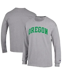 Champion Men's Heather Gray Oregon Ducks Basic Arch Long sleeves T-Shirt