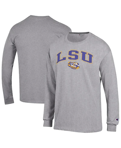 Champion Men's Champion Heather Gray Lsu Tigers Arch Over Logo Long sleeves T-Shirt
