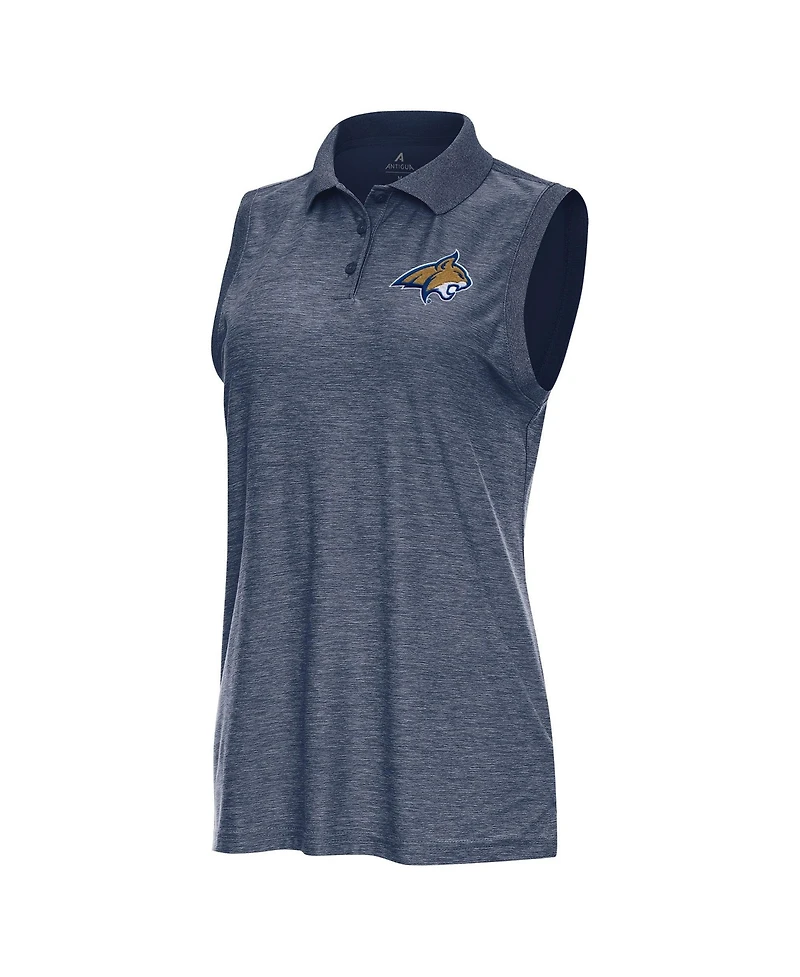 Antigua Women's Heather Navy Montana State Bobcats Recap Sleeveless Polo Shirt