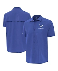 Antigua Men's Royal Air Force Activate Woven Short Sleeve Button-Up Shirt