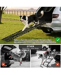 63 x 17 in Dog Ramp for Car Suv Truck, Foldable Non-Slip Steel Frame Pet Ramp for Large Dogs, Vehicle Access Ramp for Cars Stairs