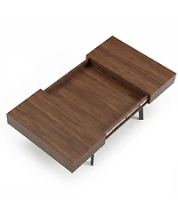 Walnut Coffee Table with Hidden Storage and Sliding Top, Engineered Wood Rectangular Cocktail Table for Living Room Apartment Office