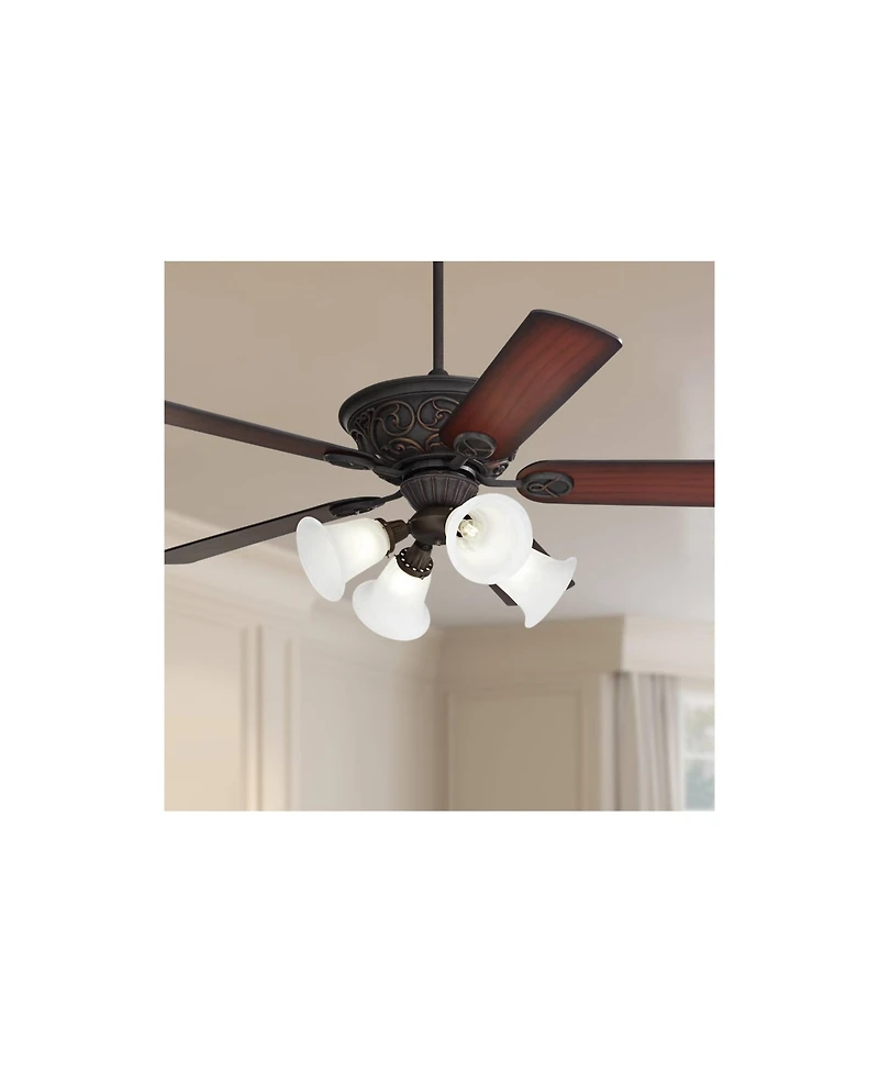 Casa Vieja 52" Contessa Traditional Indoor Ceiling Fan 5 Blade Marbleized Glass Led Light Bronze Finish Bedroom Living Room