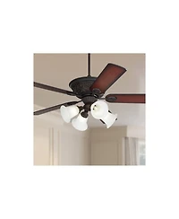 Casa Vieja 52" Contessa Traditional Indoor Ceiling Fan 5 Blade Marbleized Glass Led Light Bronze Finish Bedroom Living Room