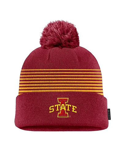 Nike Men's Cardinal Iowa State Cyclones 2026 On-Field Peak Cuffed Knit Hat with Pom