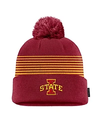 Nike Men's Cardinal Iowa State Cyclones 2026 On-Field Peak Cuffed Knit Hat with Pom