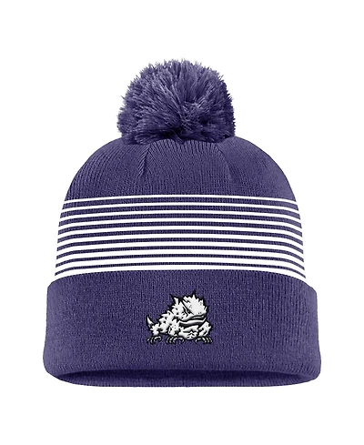 Nike Men's Purple Tcu Horned Frogs 2026 On-Field Peak Cuffed Knit Hat with Pom