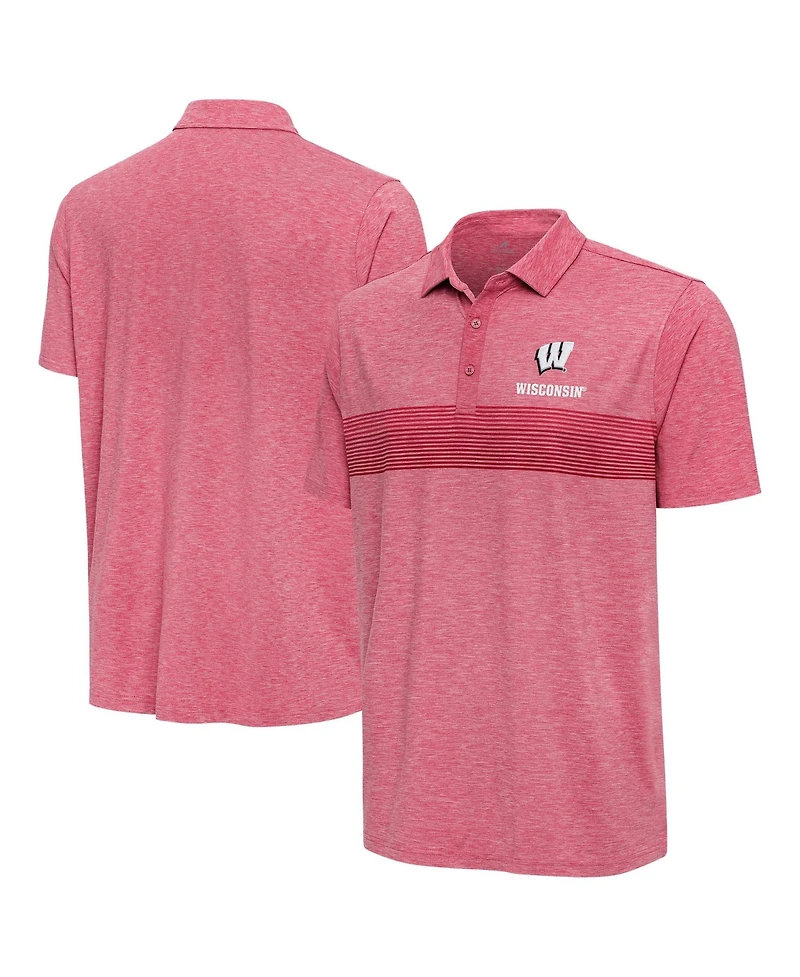 Antigua Men's Heather Red Wisconsin Badgers Dashing Polo Shirt