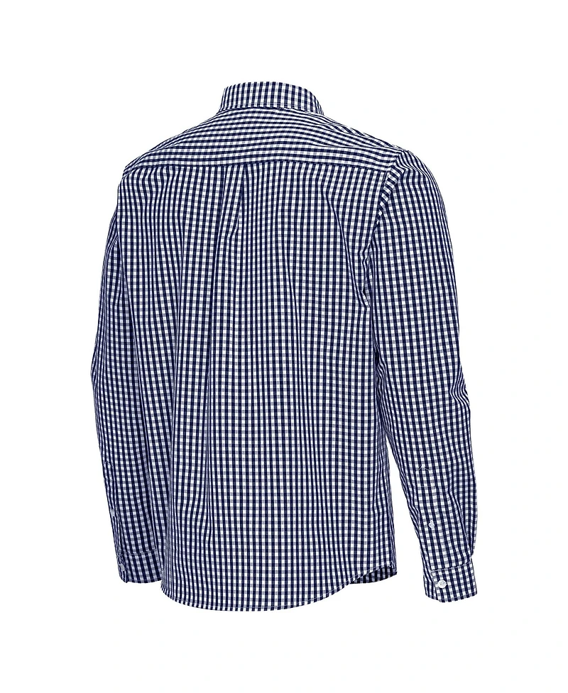 Antigua Men's Navy Georgia Tech Yellow Jackets Ellis Woven Tri-Blend Long sleeves Button-Down Shirt
