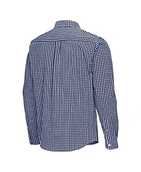 Antigua Men's Navy Georgia Tech Yellow Jackets Ellis Woven Tri-Blend Long sleeves Button-Down Shirt