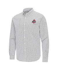 Antigua Men's Gray Ohio State Buckeyes Ellis Woven Tri-Blend Long sleeves Button-Down Shirt