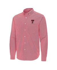 Antigua Men's Red Texas Tech Raiders Porter Woven Tri-Blend Long sleeves Button-Down Shirt