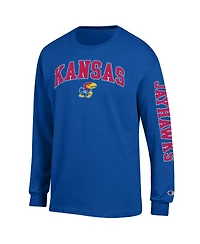 Champion Men's Royal Kansas Jayhawks Arch Over Logo 2-Hit Long sleeves T-Shirt