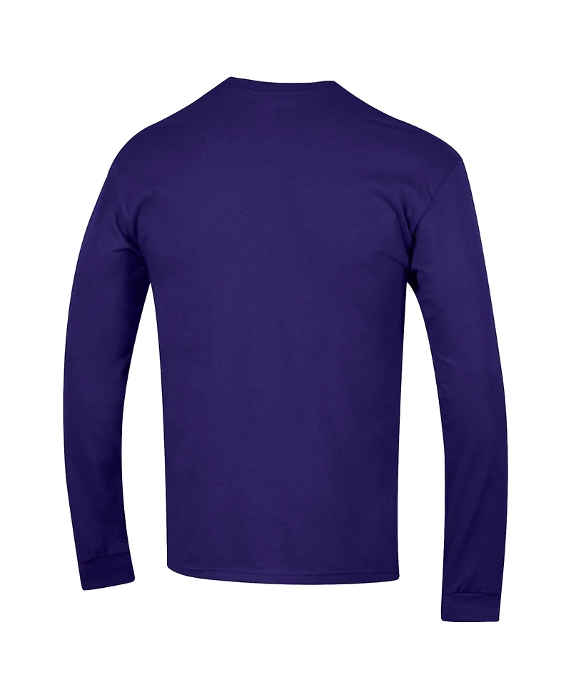 Champion Men's Purple Kansas State Wildcats Arch Over Logo 2-Hit Long sleeves T-Shirt