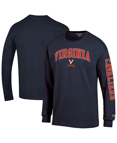 Champion Men's Navy Virginia Cavaliers Arch Over Logo 2-Hit Long sleeves T-Shirt