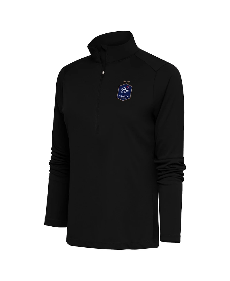 Antigua Women's Black France National Team Statement Half-Zip Pullover Sweatshirt