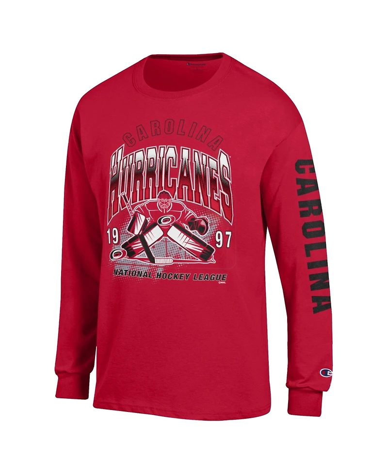 Champion Men's Red Carolina Hurricanes Long sleeves Jersey T-Shirt