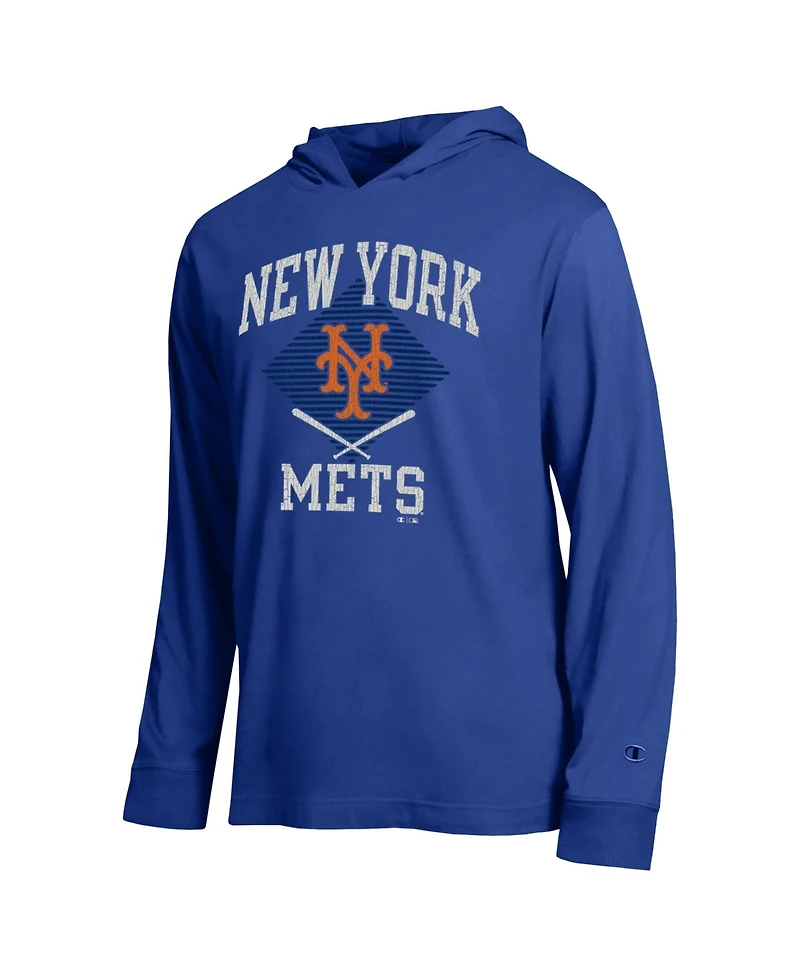 Champion Men's Royal New York Mets Cooperstown Hooded Long-Sleeve T-Shirt