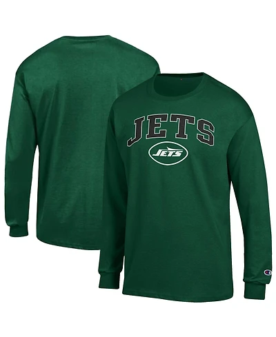 Champion Men's Green New York Jets Arch Over Logo Long sleeves T-Shirt