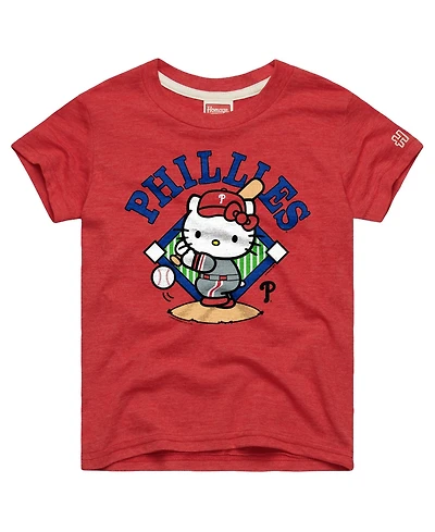 Homage Big Boys and Girls Red Philadelphia Phillies Hello Kitty x Mlb Tri-Blend T-Shirt