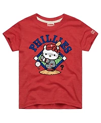 Homage Big Boys and Girls Red Philadelphia Phillies Hello Kitty x Mlb Tri-Blend T-Shirt