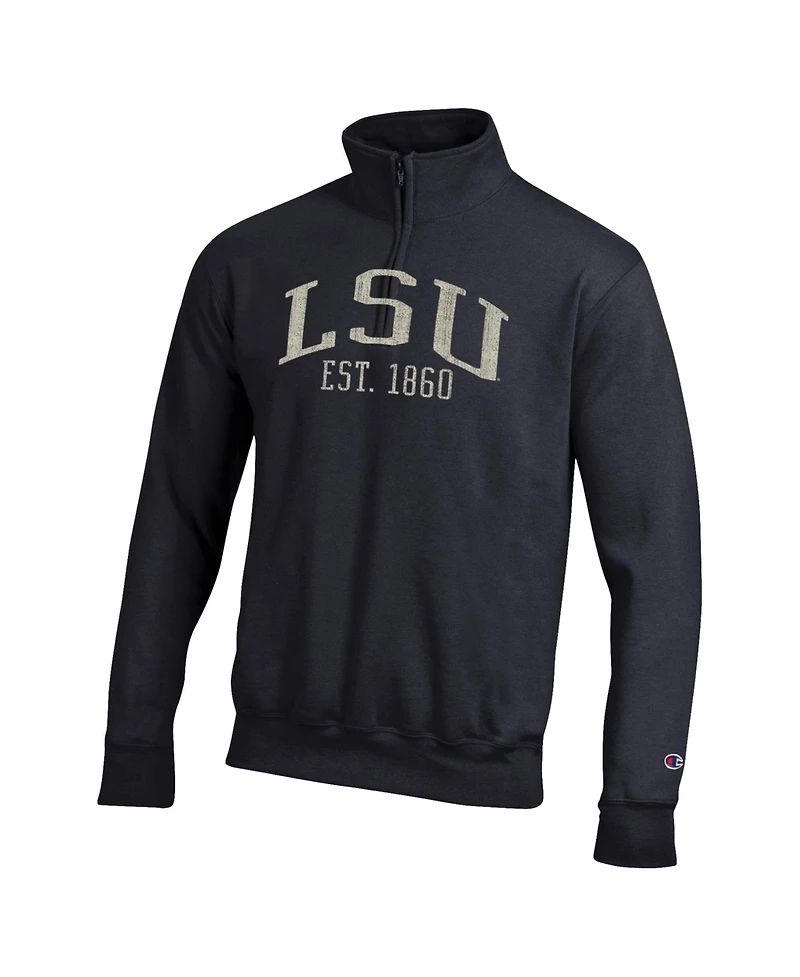 Champion Men's Black Lsu Tigers Powerblend Quarter-Zip Pullover Sweatshirt