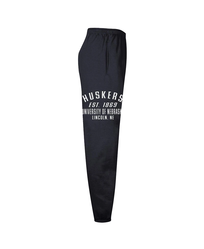 Champion Men's Black Nebraska Huskers Powerblend Banded Fleece Sweatpants