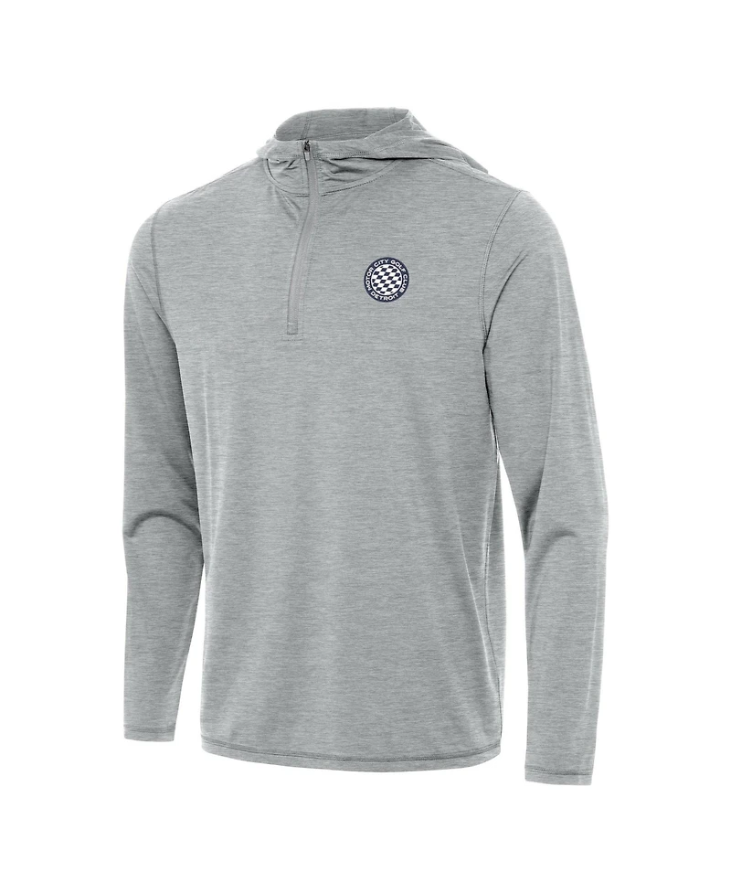 Antigua Men's Heather Gray Motor City Golf Club Tidy Quarter-Zip Hoodie