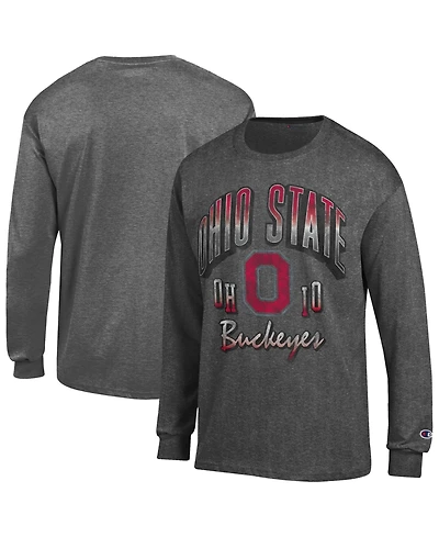 Champion Men's Heather Charcoal Ohio State Buckeyes Bold Long-Sleeve T-Shirt