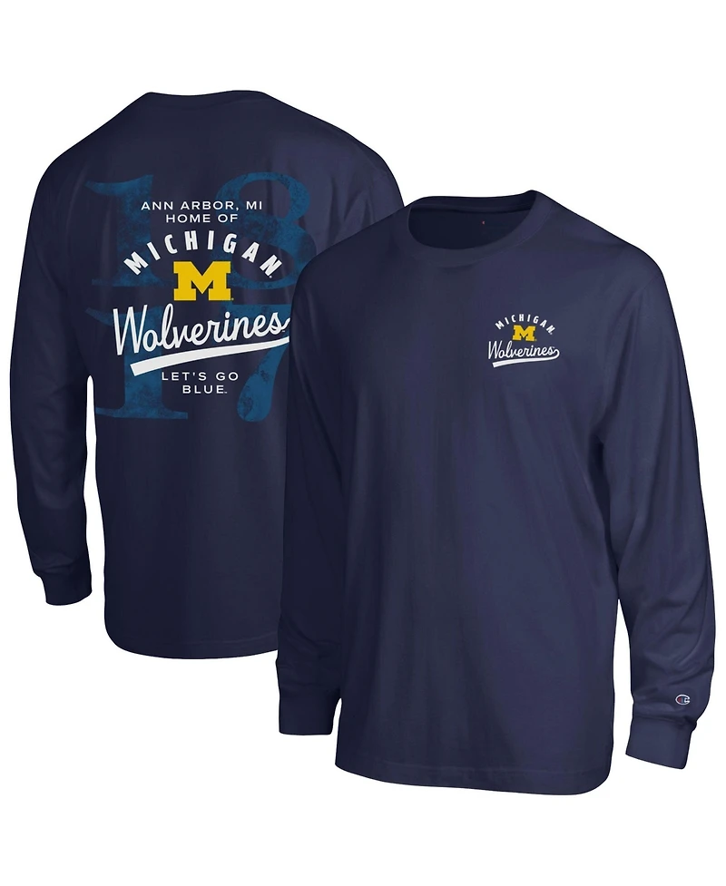 Champion Men's Navy Michigan Wolverines Laminated All-Star Long sleeves T-Shirt