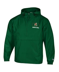 Champion Men's Green Miami Hurricanes Delay Packable Half-Zip Jacket