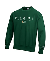 Champion Men's Green Miami Hurricanes Relentless Reverse Weave Sweatshirt