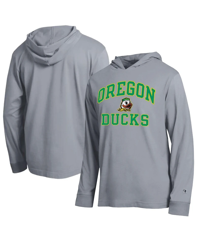 Champion Men's Heather Gray Oregon Ducks High Motor All-Star Long sleeves Hooded T-Shirt