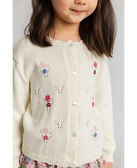 Florence Eiseman Toddler Girls 2T- 4T Sweater with Hand Embroidered Flowers