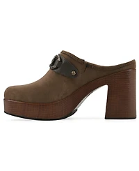 White Mountain Women's Barleys Platform Heel Mule Clogs