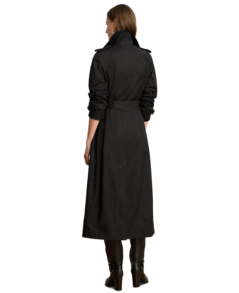 Lauren Ralph Women's Double-Breasted Maxi Trench Cotton-Blend Coat