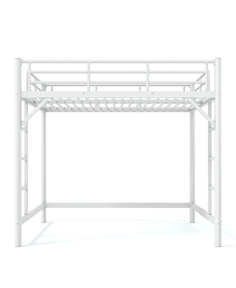 Streamdale Furniture Full Size Metal Loft Bed with Ladder and Guardrails
