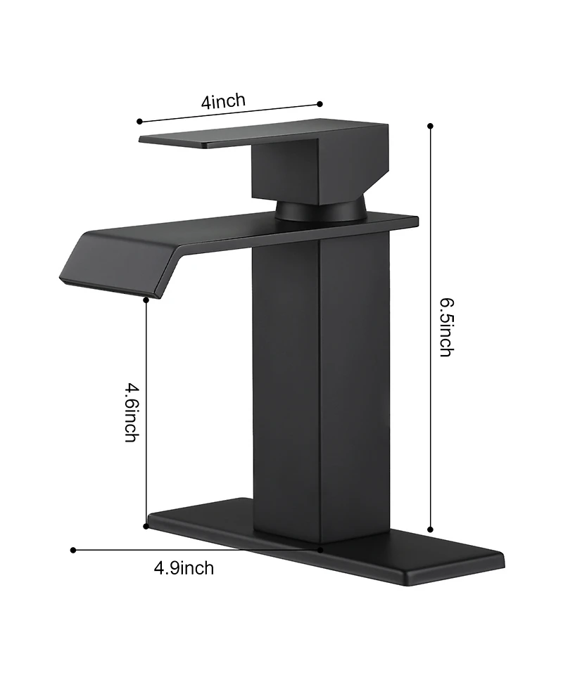 Thirtypeachy Single Handle Waterfall Bathroom Sink Faucet with Pop-Up Drain, Stainless Steel, Deck Mount