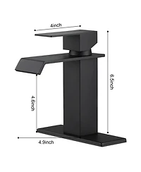 Thirtypeachy Single Handle Waterfall Bathroom Sink Faucet with Pop-Up Drain, Stainless Steel, Deck Mount