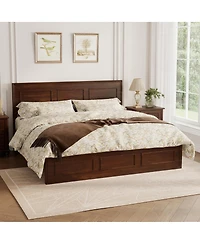 Streamdale Furniture Queen Size Pine Wood Bed with Adjustable Headboard