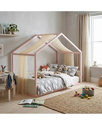 Streamdale Furniture Velvet Canopy Bed with Upholstered Side Panels