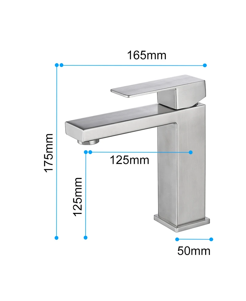 Thirtypeachy Single Handle Waterfall Bathroom Sink Faucet, Stainless Steel Deck-Mounted Vanity Faucet with Hot and Cold Control